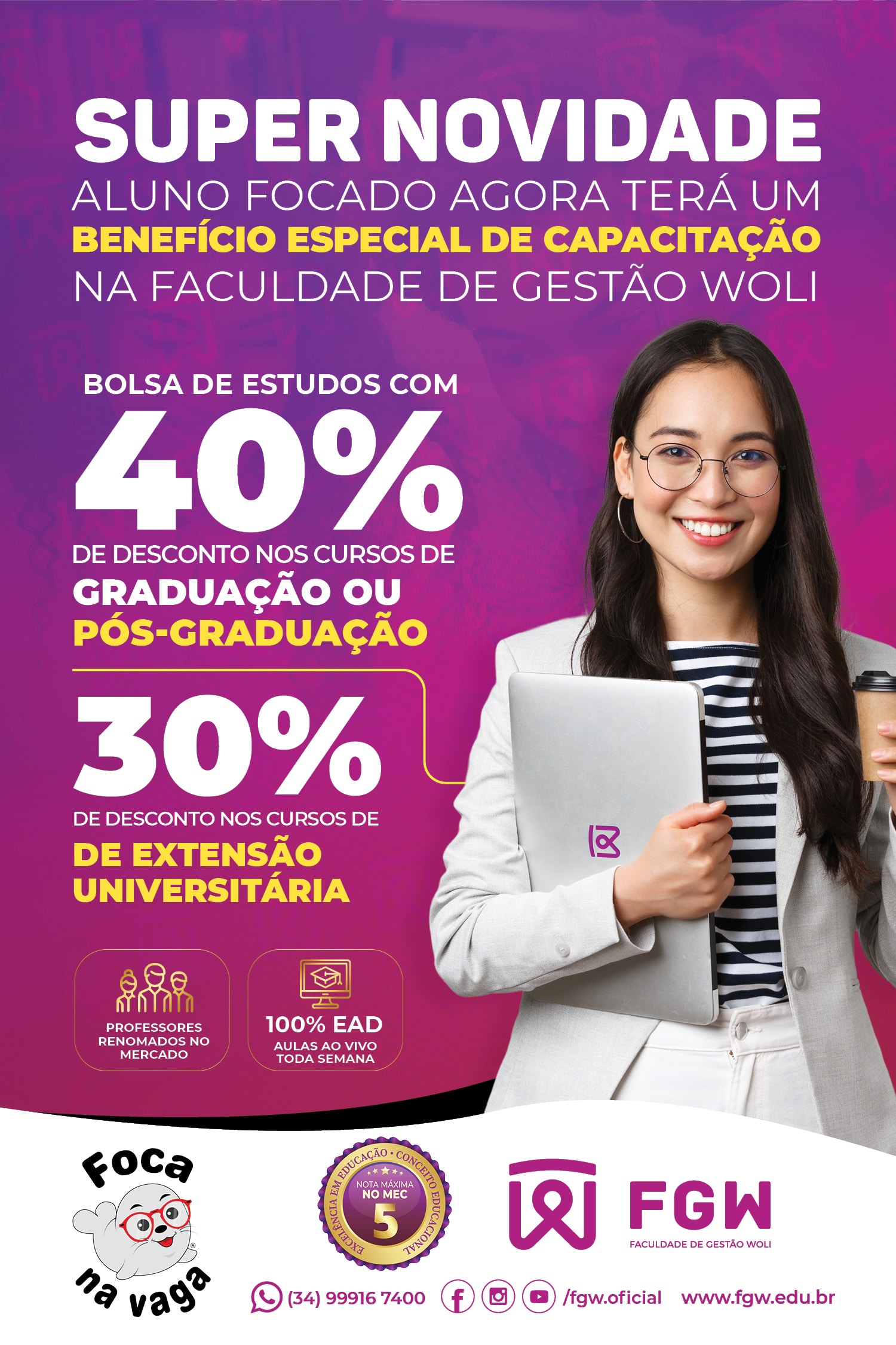 Faculdade de Gestão Woli cupom de desconto